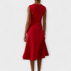 Women's Fit-and-Flare Midi Dress with Bow Waist Detail