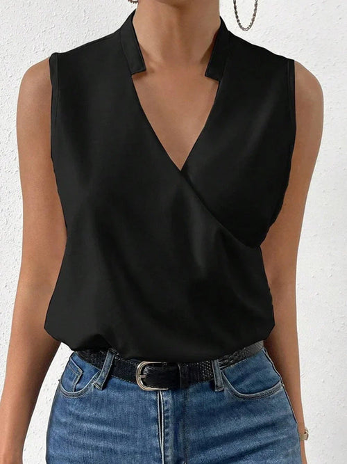 Women's Sleeveless V-Neck Wrap-Front Top