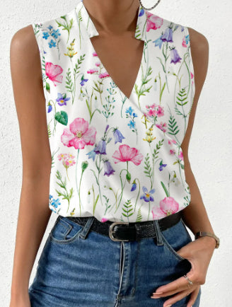 Women's Sleeveless V-Neck Wrap-Front Top