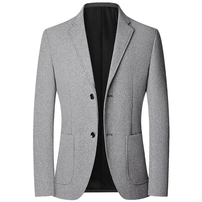 Men's Slim-Fit Textured Blazer with Patch Pockets