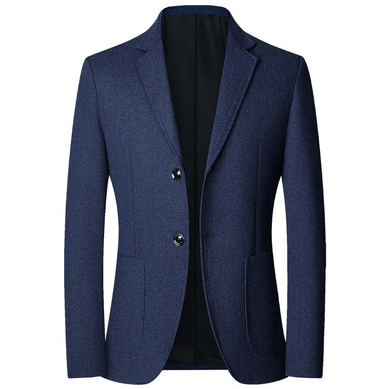 Men's Slim-Fit Textured Blazer with Patch Pockets