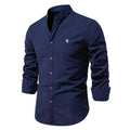 Men's Slim-Fit Cotton Shirt with Grandad Collar