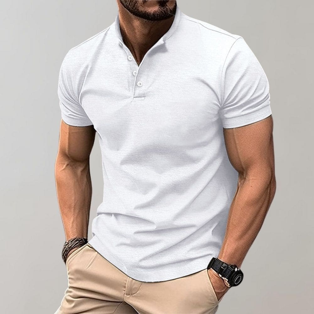 Men's Slim Fit Jersey Shirt with Band Collar