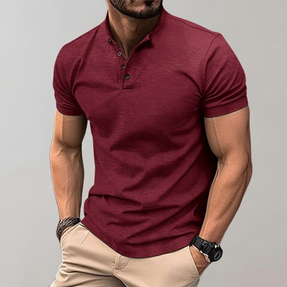 Men's Slim Fit Jersey Shirt with Band Collar