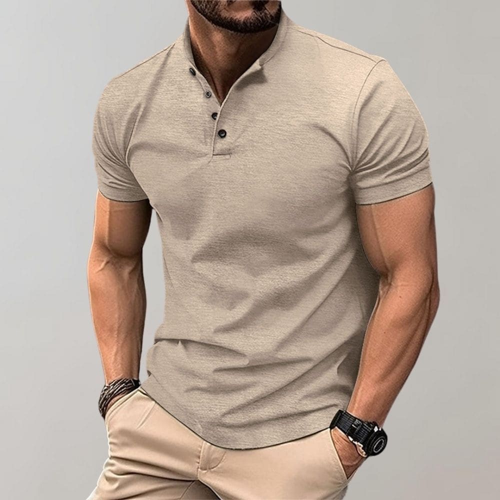 Men's Slim Fit Jersey Shirt with Band Collar