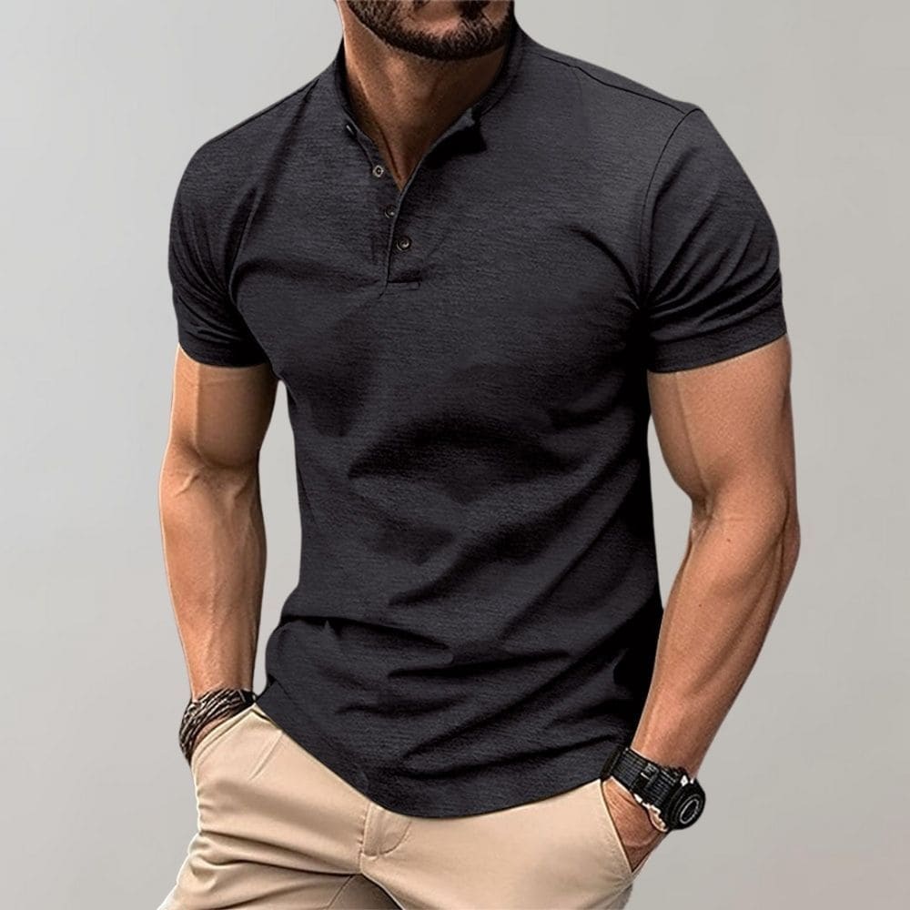Men's Slim Fit Jersey Shirt with Band Collar