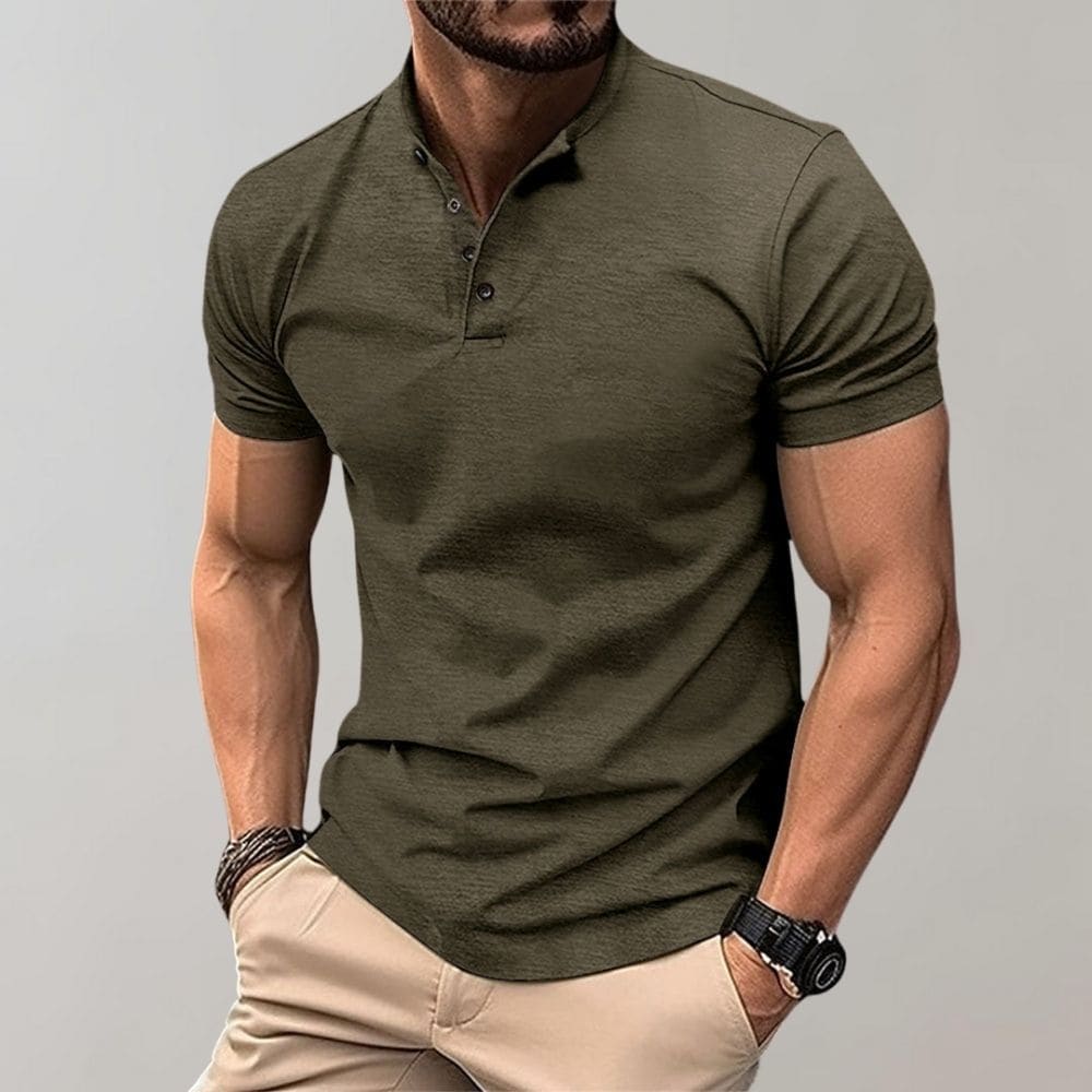 Men's Slim Fit Jersey Shirt with Band Collar