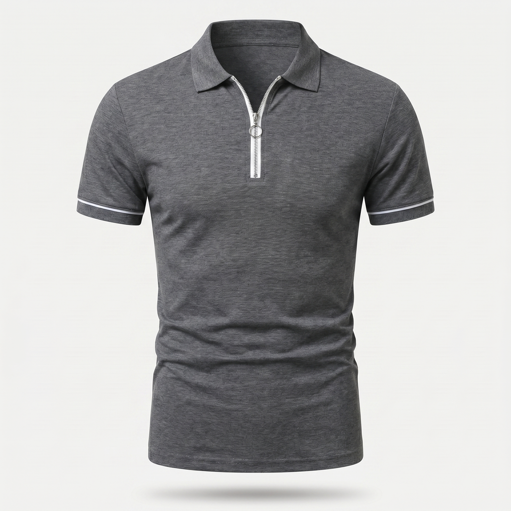 Men's Slim Fit Knit Polo with Quarter-Zip