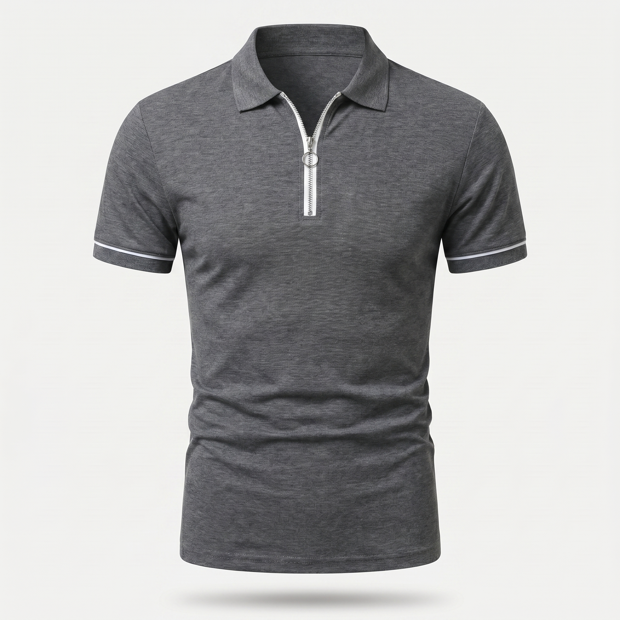 Men's Slim Fit Knit Polo with Quarter-Zip