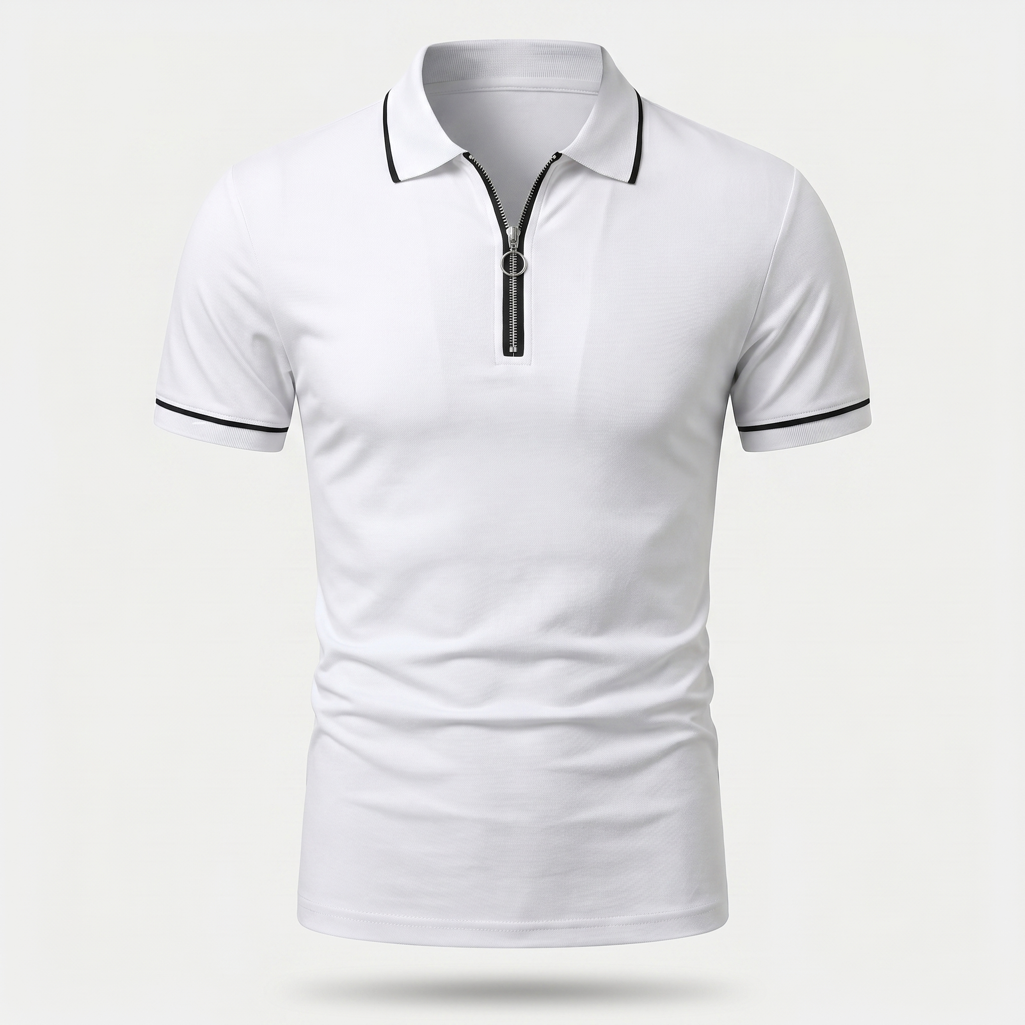 Men's Slim Fit Knit Polo with Quarter-Zip