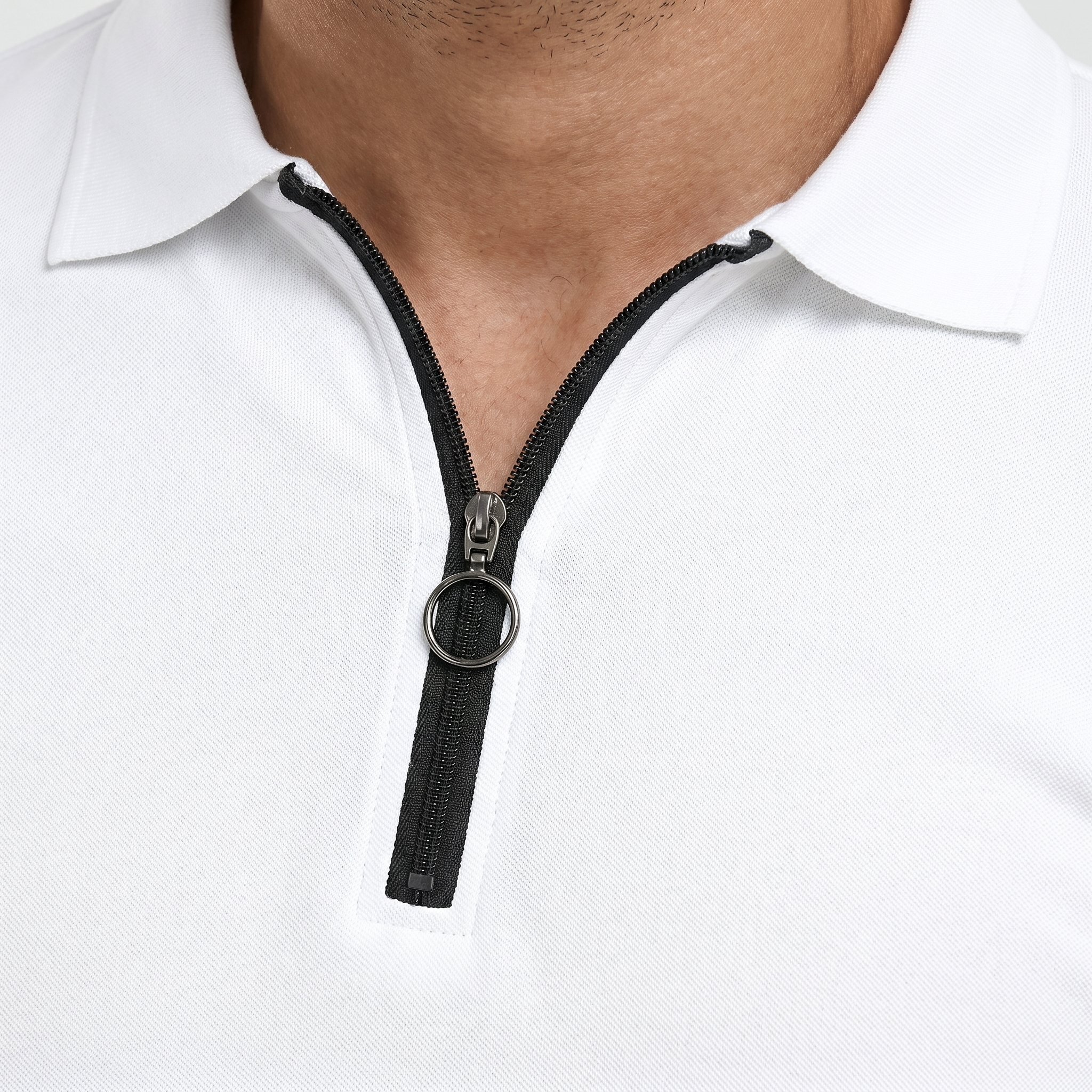 Men's Slim Fit Knit Polo with Quarter-Zip