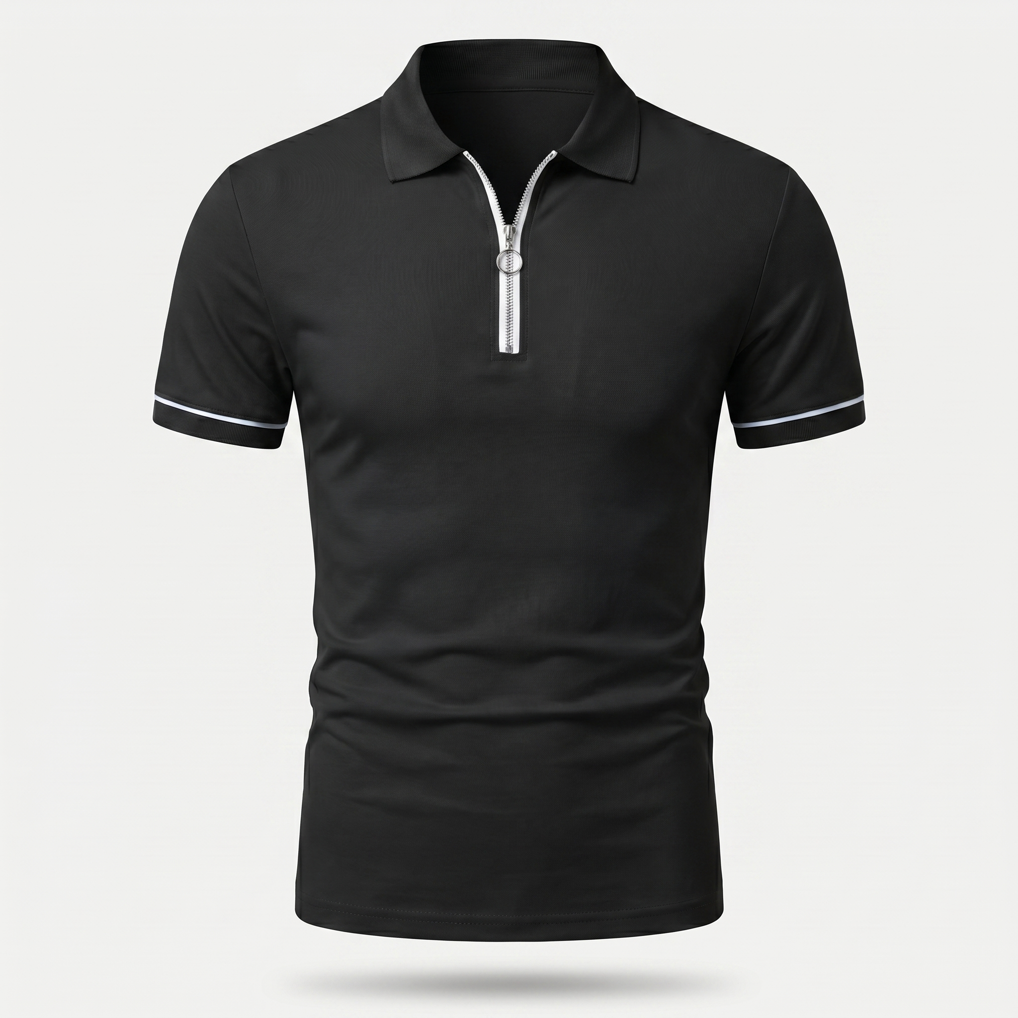 Men's Slim Fit Knit Polo with Quarter-Zip