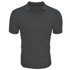 Men's Slim-Fit Ribbed Polo Shirt with V-Neck
