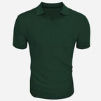 Men's Slim-Fit Ribbed Polo Shirt with V-Neck