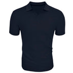 Men's Slim-Fit Ribbed Polo Shirt with V-Neck