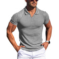 Men's Slim-Fit Ribbed Polo Shirt with V-Neck