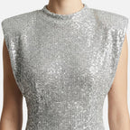 Women's Slim Fit Sequin Mini Dress with Mock Neck