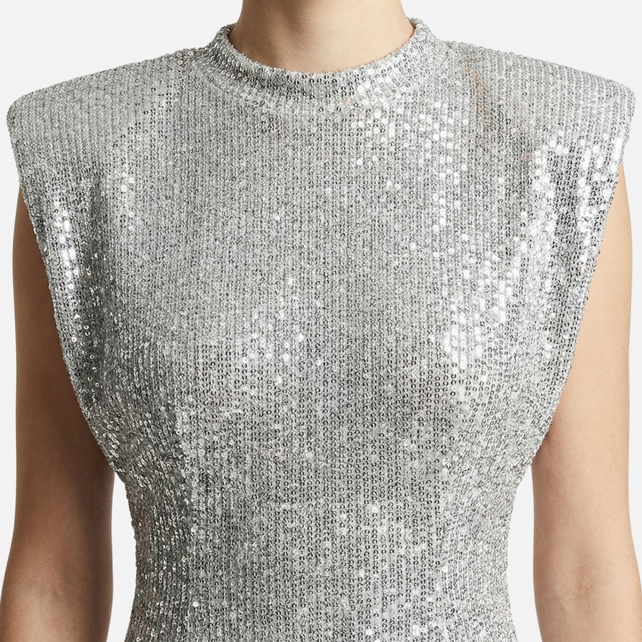 Women's Slim Fit Sequin Mini Dress with Mock Neck