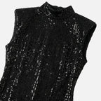 Women's Slim Fit Sequin Mini Dress with Mock Neck
