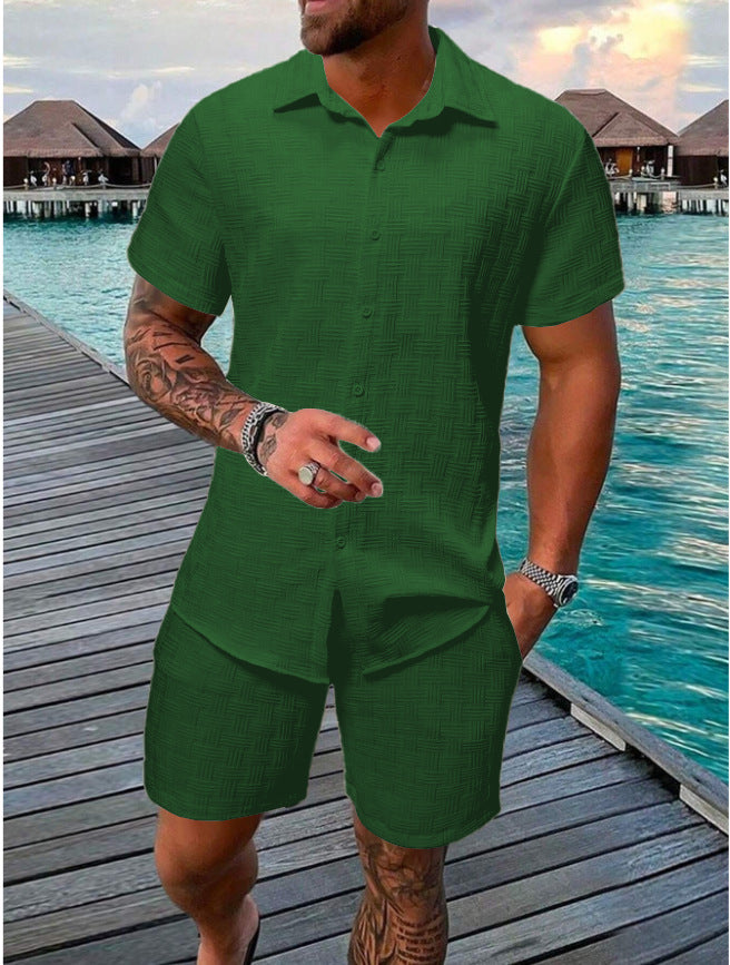Men's Slim Fit Co-Ord Set with Geometric Pattern