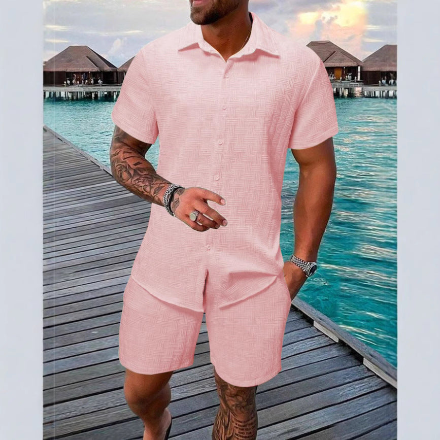 Men's Slim Fit Co-Ord Set with Geometric Pattern
