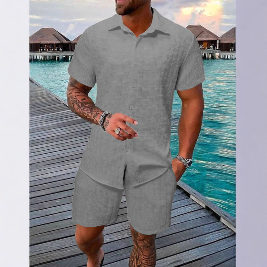 Men's Slim Fit Co-Ord Set with Geometric Pattern