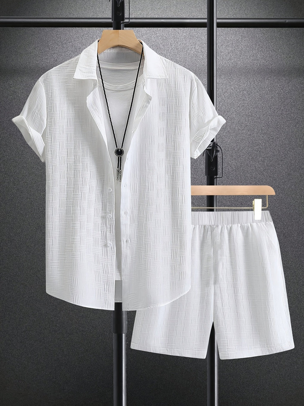 Men's Slim Fit Co-Ord Set with Geometric Pattern