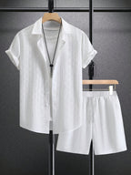 Men's Slim Fit Co-Ord Set with Geometric Pattern