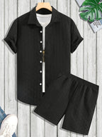 Men's Slim Fit Co-Ord Set with Geometric Pattern