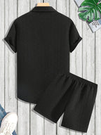 Men's Slim Fit Co-Ord Set with Geometric Pattern