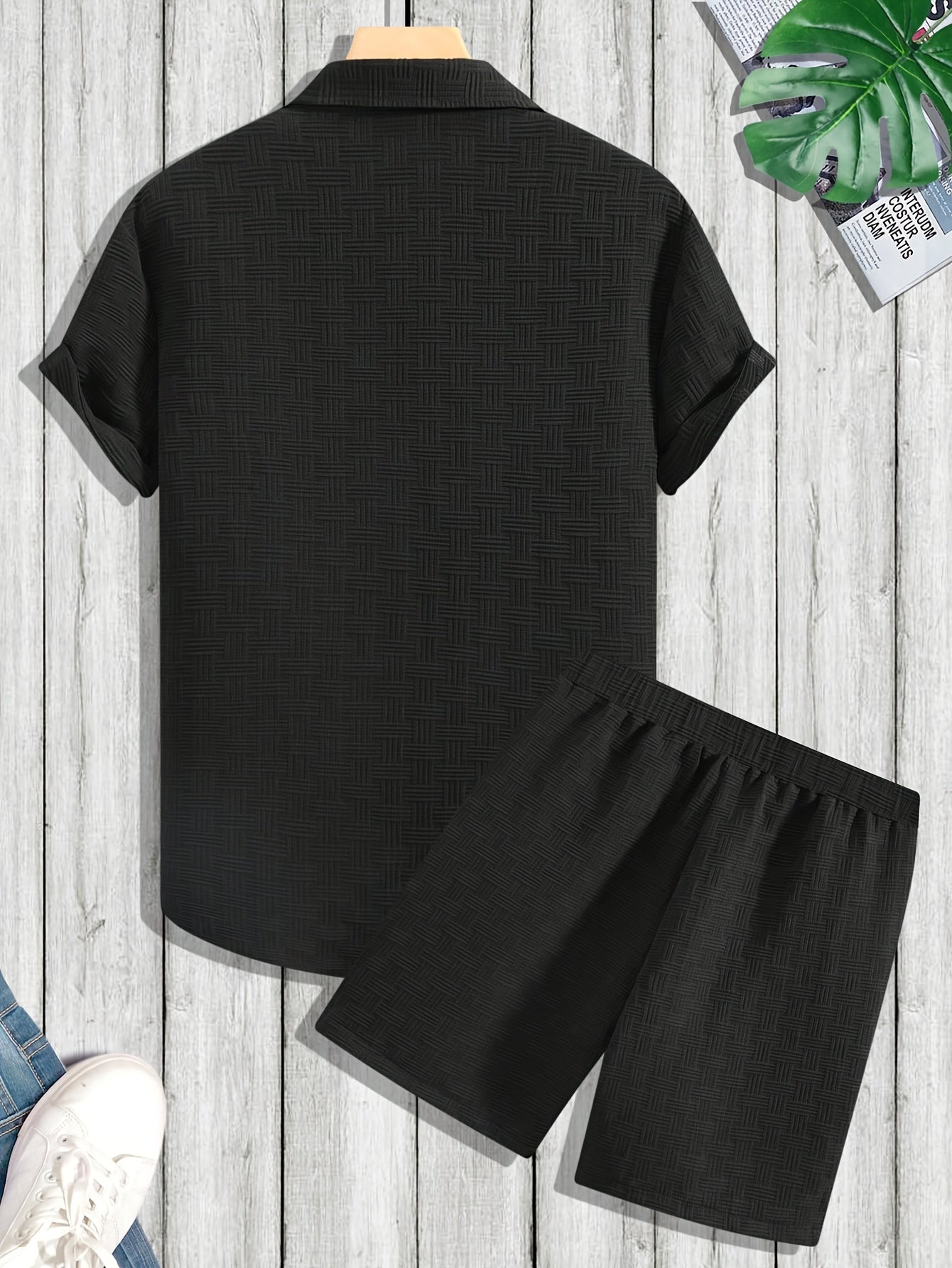 Men's Slim Fit Co-Ord Set with Geometric Pattern