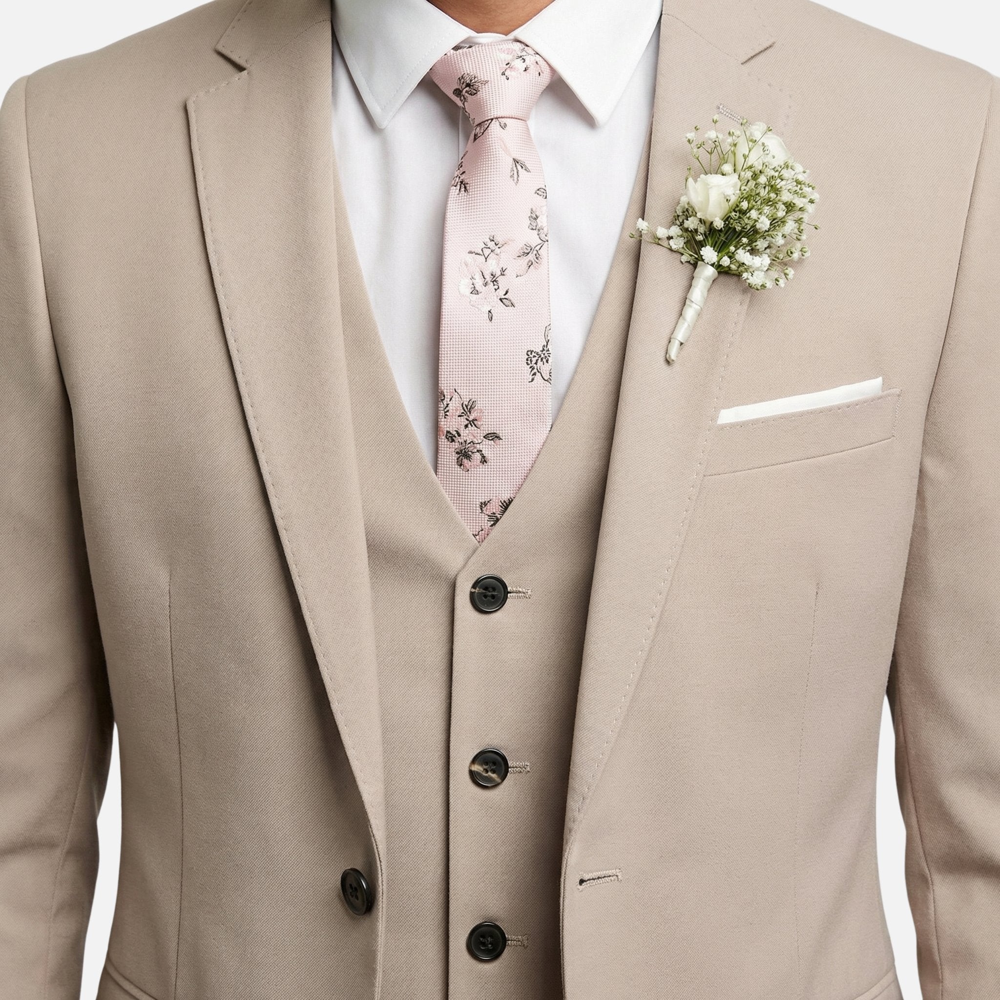 Men's Slim Fit Three-Piece Suit with Notch Lapels