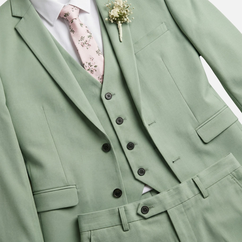 Men's Slim Fit Three-Piece Suit with Notch Lapels
