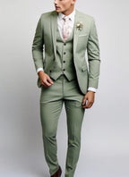 Men's Slim Fit Three-Piece Suit with Notch Lapels