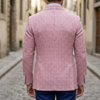 Men's Slim-Fit Wool-Blend Houndstooth Blazer with Notched Lapels