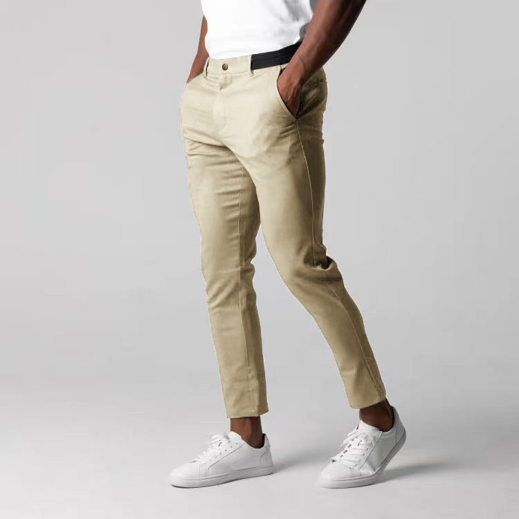 Men's Slim Stretch Casual Trousers with Lightweight Feel