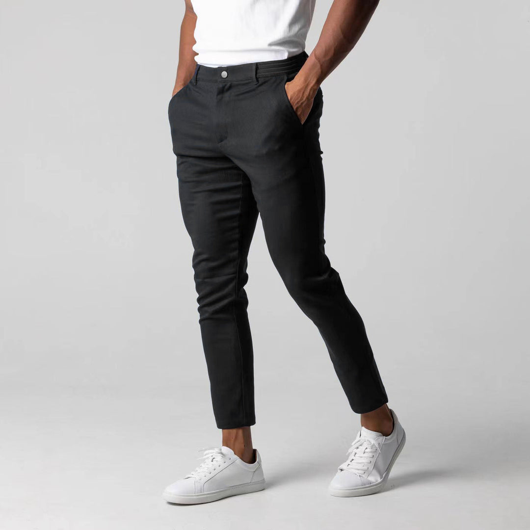 Men's Slim Stretch Casual Trousers with Lightweight Feel