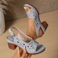 Women's Laser-Cut Slingback Sandals with Block Heel