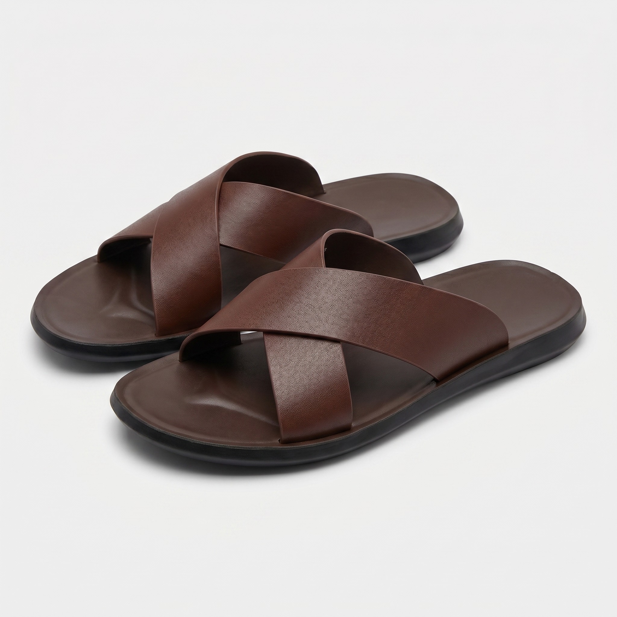 Men's Slip-On Criss-Cross Sandals with Textured Upper
