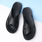 Men's Slip-On Criss-Cross Sandals with Textured Upper