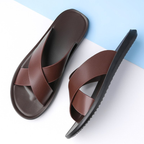 Men's Slip-On Criss-Cross Sandals with Textured Upper