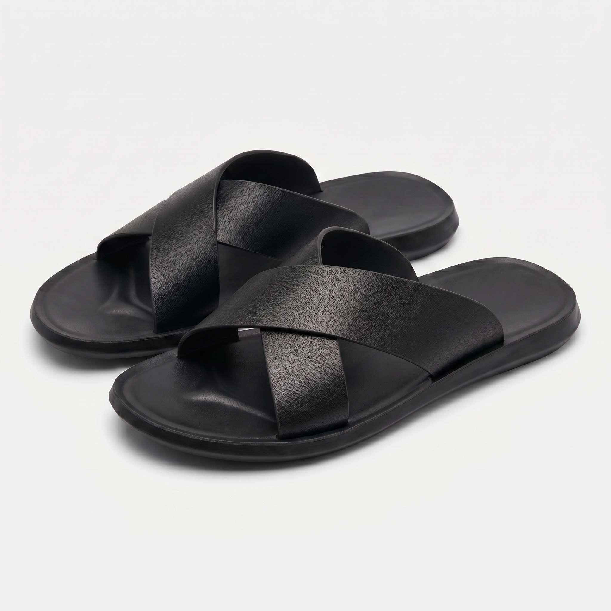 Men's Slip-On Criss-Cross Sandals with Textured Upper