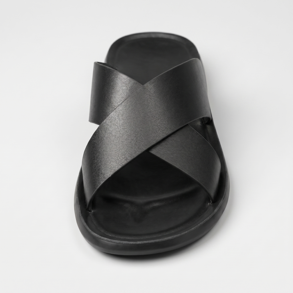 Men's Slip-On Criss-Cross Sandals with Textured Upper