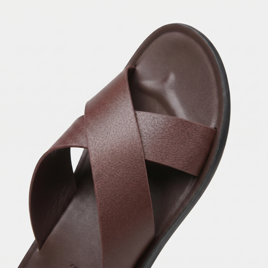 Men's Slip-On Criss-Cross Sandals with Textured Upper
