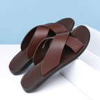 Men's Slip-On Criss-Cross Sandals with Textured Upper