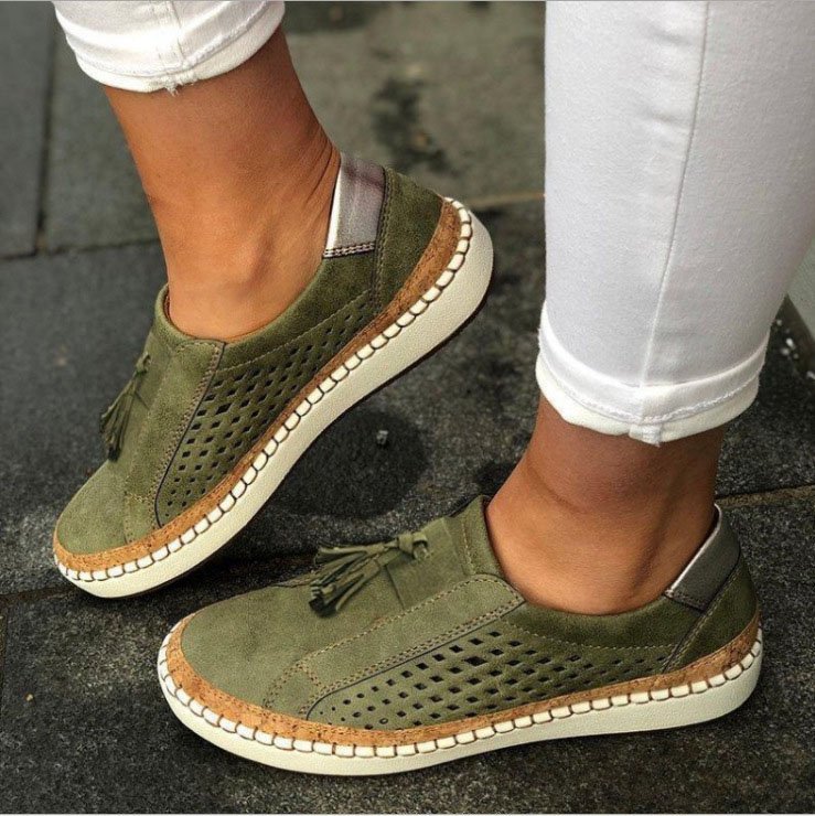 Women's Slip-On Sneakers with Perforated Detail