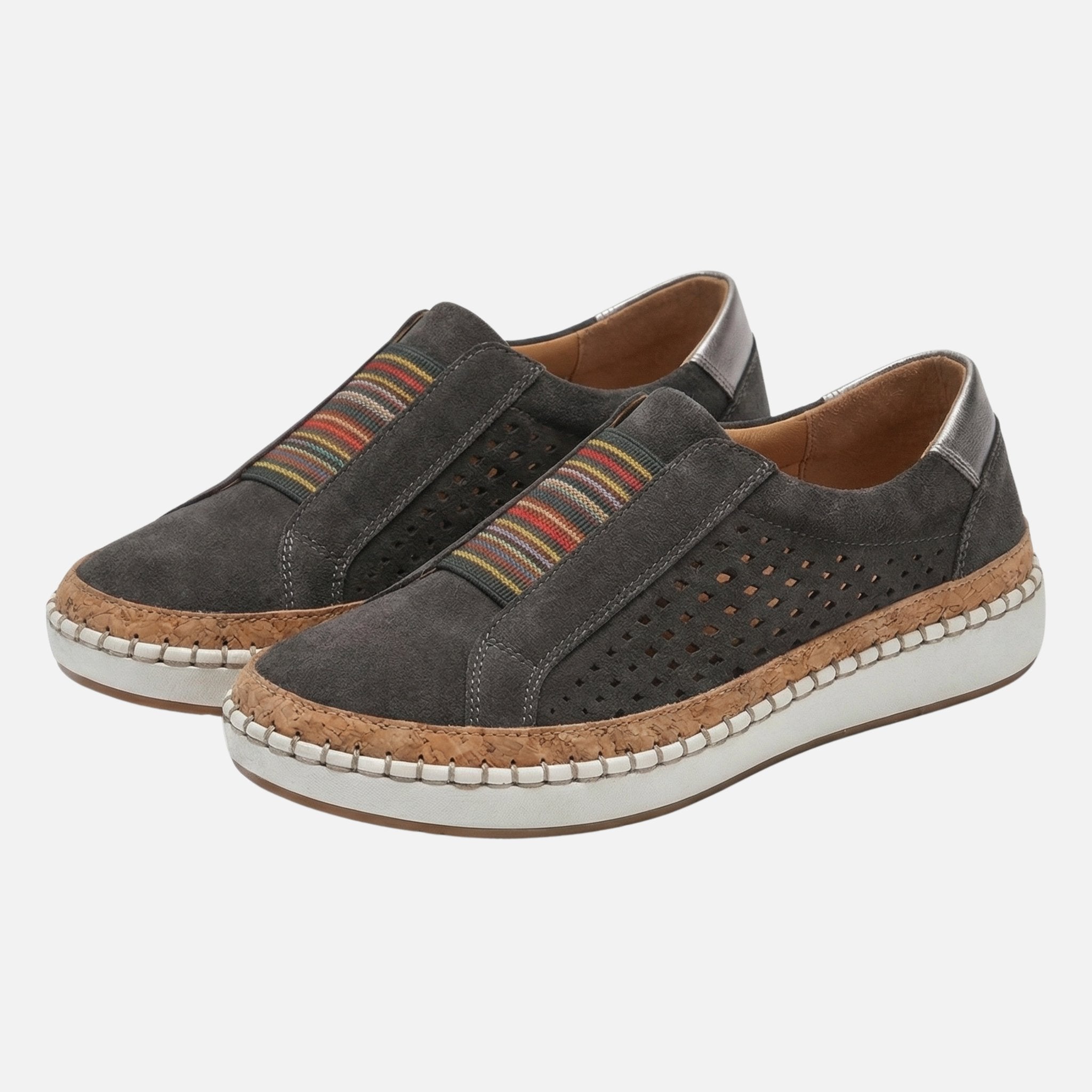 Women's Slip-On Suede Sneakers with Platform Sole