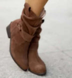Women's Slouchy Suede Boots with Ankle Strap