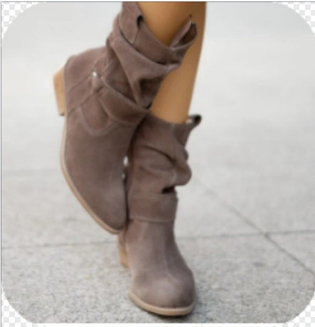 Women's Slouchy Suede Boots with Ankle Strap