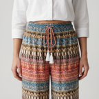 Women's Bohemian Wide-Leg Pants with Smocked Waist